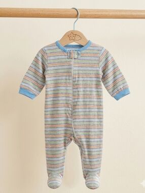 Gerber Baby Boys 0-3M Striped Long Sleeve Footie 8-12lbs